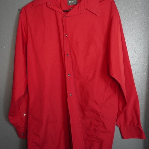 Arrow Mens Black Red Bundle (2) Button Down Regular Fit Long Sleeve Size Medium - Picture 4 of 7